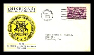 775 3c Stamp (1935) MICHIGAN CENTENARY FDC FROM LINPRINT - PLANTY 775 - 9 - Picture 1 of 1