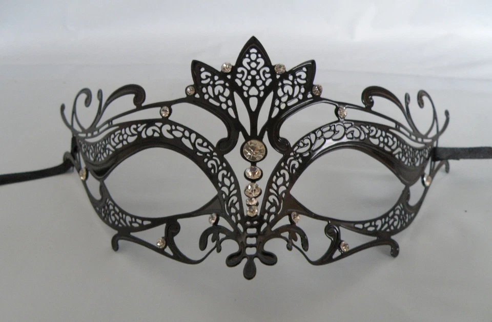 Black Filigree Metal Venetian Party Masquerade Mask No.2 Express Post  - Image 1 of 1