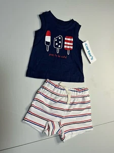Carters Baby Boy “Free To Be Cute” Knit Short Outfit Size NB NWT - Picture 1 of 4