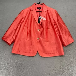Talbots Blazer Womens 18W Jacket Silk Crinkle Pink Office Work Pockets Coral - Picture 1 of 14