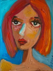 Original Art Portrait Oil Painting on Stretched Canvas 14" x 11" - Picture 1 of 4