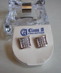 Herren Silber Finish Stein Mode Elegant Ohrstecker mit Box - Bild 1 von 3