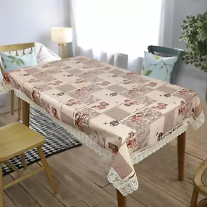 Thick PVC Dining Table Cover, 6-8 Seater 60 X 90 Waterproof Table Cloth US - Picture 1 of 4