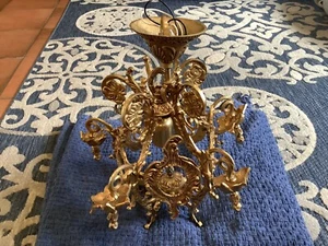 GOLD Gilt Rococo BRONZE BRASS ? CHANDELIER Style Hanging  1. Light - Picture 1 of 23