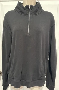 Victorias Secret Pink Long Sleeve 1/4 Zip Pullover Sweater Black Size Medium - Picture 1 of 10