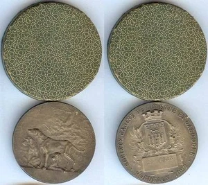 Médaille de table - BORDEAUX 1927 société canine Guyenne Gascogne 2° prix d=46mm - Picture 1 of 1