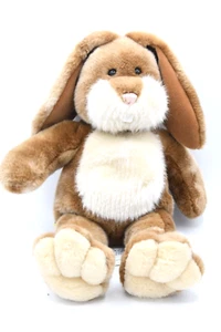 Build A Bear Fluffy Rabbit Bunny Brown White Buck Tooth Pink Nose Floppy Ears - Picture 1 of 6