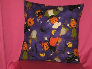 Handmade Throw Pillow Cover - 14" - Halloween - Pumpkin characters - Multi color - Picture 1 of 2