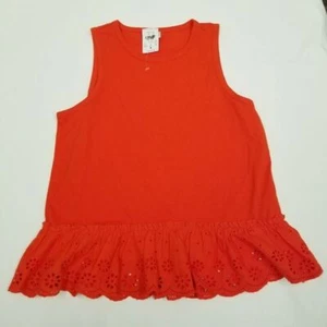 J. Crew orange sleeveless eyelet lace ruffle tank top blouse ladies Small NWT - Picture 1 of 10