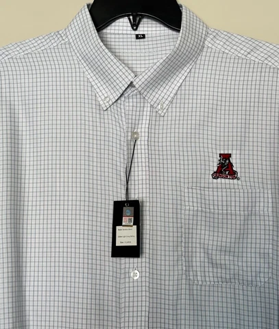 New Alabama Crimson Tide Men's Dress Shirt Size XL Bama White Check Bamboo Blend Cover