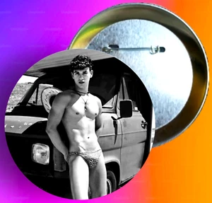 Gay Male Art Pins Muscular Hunk LGBTQ Beefcake Southern Decadence Gay Party Boy - Picture 1 of 3