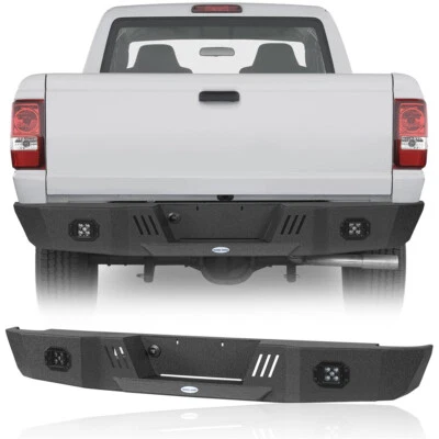 Parachoques trasero de acero texturizado con luz LED para Ford Ranger Fleetside 1993-2011 Foto 1 de 4