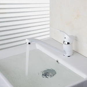 Grifo mezclador lavabo lavabo grifo lavabo lavabo grifo giratorio pintura blanca AS - Imagen 1 de 6