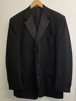 Stafford Men's 100% Wool Black Tuxedo Jacket 43L 3 Button Formalwear - Image 1 of 4