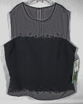 DAWN JOY NOCHE DAMAS NEGRO TRANSPARENTE TOP SIN MANGAS TALLA 12 NUEVO CON ETIQUETAS Foto 1 de 4