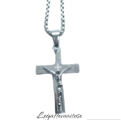 Collana  catena uomo con croce  ACCIAIO/ STEEL  crocifisso . CROCE CLASSICA - Immagine 1 di 4