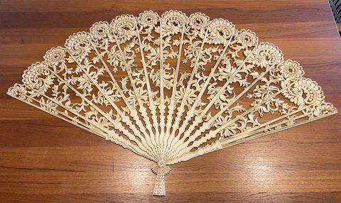 Vintage Large Burwood Prod. Syroco Plastic Wall Hanging Oriental Fan Decor USA Cover