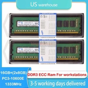 Samsung 16 GB (2x 8 GB) PC3-10600E DDR3-1333 ECC UDIMM Memory for Workstations - Picture 1 of 5