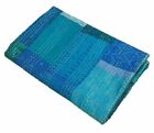 Indien Reine Taille Handmade Vintage Patchwork Soie Turquoise Set Coton Blanket