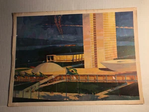 12"x17" Artwork - Looks Like a City With Flags From Brazil - Picture 1 of 12