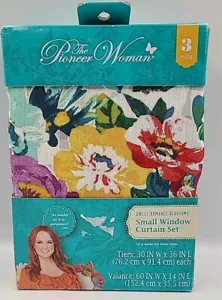 The Pioneer Woman Sweet Romance 3-Piece Floral Tier & Valance Set Small Window - Picture 1 of 3