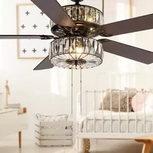 River of Goods Ceiling Fan 52" 3-Speeds AC-Motor Pull Chain Indoor w/ Light - Picture 1 of 9