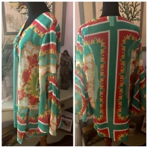 VIOLET SKY GREEN, GOLD AND RED SHEER SWIM COVERUP L NWT - Picture 1 of 3