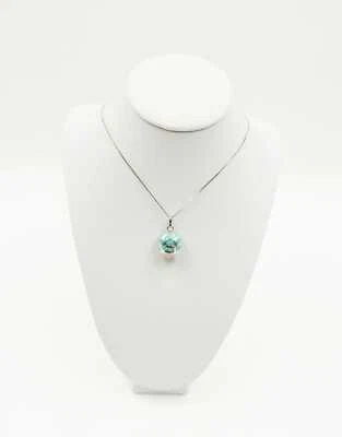 COLLANA CAMPANELLA TRAFORATA SMALTATA TURCHESE IN ARGENTO 925 RODIATO IN ORO 18K - Immagine 1 di 3