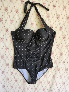 Womans Love My Curves Retro Style Swimsuit Halter Top 1 piece Sz 18 NWT - Picture 1 of 9
