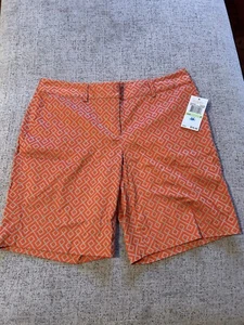 Michael Michael Kors Women's Flat Front Geometric Orange Mid Rise Shorts 4 NWT - Picture 1 of 7