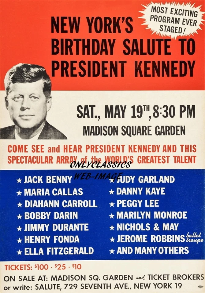 1962 John F Kennedy, Marilyn Monroe 12x18 Ad Poster Happy Birthday Mr. President - Image 1 of 1