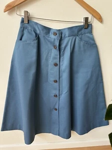 Vintage Levi Strauss & Co Womens Blue Button Down Midi Skirt - Picture 1 of 5