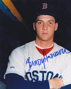 BRADY ANDERSON  BOSTON RED SOX   ACTION SIGNED 8x10