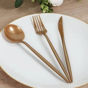 60 GOLD Heavy Duty Forks Spoons Knives Set Party Wedding Disposable Tableware - Picture 1 of 6