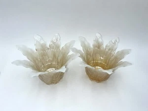 Portacandele fiore petali foglia estensibile vetro artistico vortice Murano - Foto 1 di 12