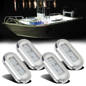 4x Marine Boat White LED Courtesy Lights Stair Deck Garden Light Stainless Steel - Picture 1 of 10