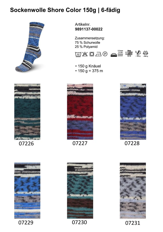 (66€/kg) 150gr Schachenmayr ( REGIA ) SHORE color Sockenwolle 6-fach/6-fädig - Bild 1 von 2