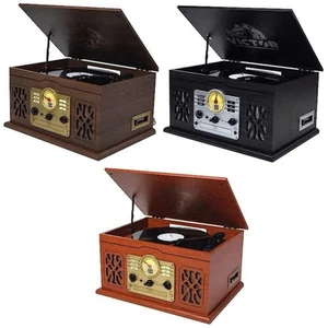 Victor State 7-in-1 Wood Music Center w Turntable - Picture 1 of 7