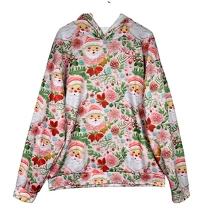 Mujer 4XL Festivo Papá Noel Estampado Floral Sudadera con Capucha Rosa Manga Larga Acogedora Navidad - Imagen 1 de 8