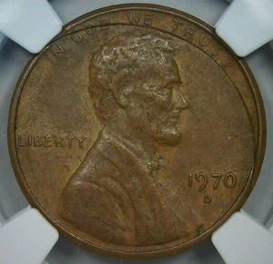 1970 D__Mint Error__Incomplete Curved Clip__Lincolnce Cent__NGC AU 58 - Picture 1 of 4