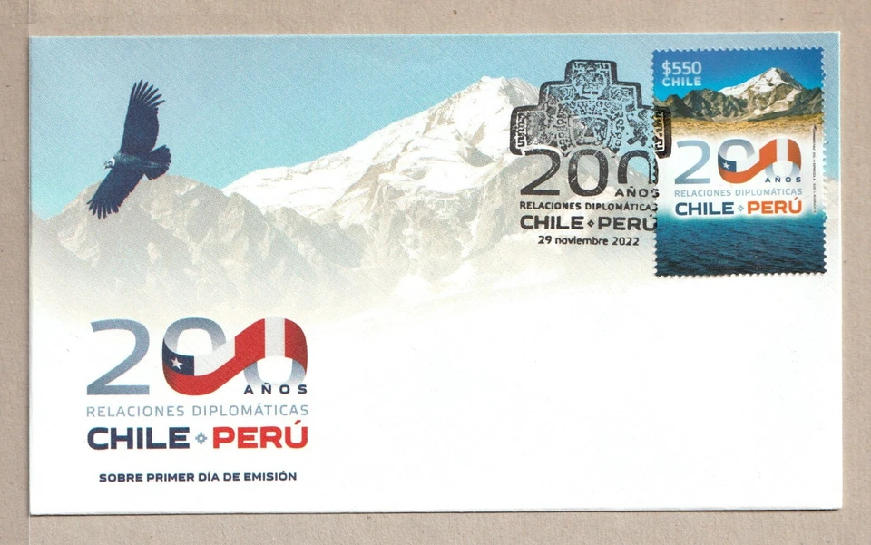 CHILE  COVER  FDC STAMPS 2022 - CHILE-PERU 200 ANOS RELACIONES DIPLOMATICAS - Image 1 of 1