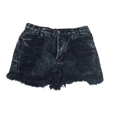 Pantalones cortos de mezclilla John Galt Brandy Melville negros lavados con ácido cintura de 24" Foto 1 de 4