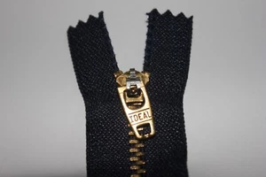 6.5" Ideal Brass Jean Zippers Teeth Auto Lock 6 Zippers - Navy Blue - Picture 1 of 2