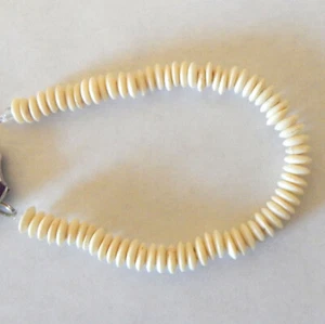 10mm Rondelle White Bone Loose Beads, Hand Carved, 8 Inch strand - Picture 1 of 1