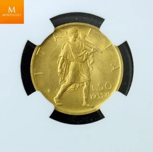 ITALY 1933-R YR.XI 50 LIRE GOLD COIN, NGC GRADED MS64 - Picture 1 of 4