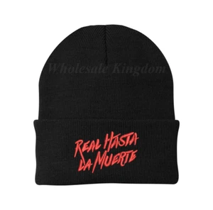 Real Hasta La Muerte Embroidered Beanie Rock Music Hip Hop Rapper Trap Dad Cap  - Picture 1 of 1