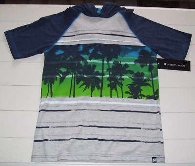 Мальчики Ocean Current синий зеленый серый коротким рукавом тропический с капюшоном футболка Топ M - Изображение 1 из 4