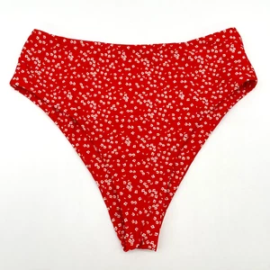 Shein Womens Bikini Bottom Size Small Red Ditzy Floral Festival Beach Swim Retro - Picture 1 of 4