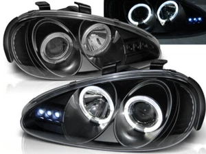 Headlights for Mazda Mx3 1991-1994 1995 1996 1997 1998 VR-1349 Angel Eyes Black - Picture 1 of 1