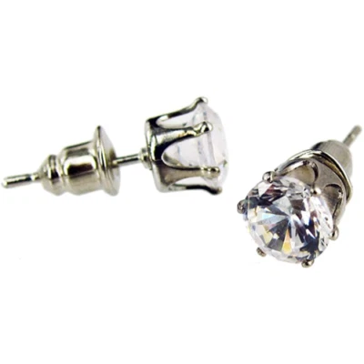 ORECCHINI UOMO ARGENTO CRISTIANO RONALDO ACCIAIO INOX DIAMANTE CZ TONDO 4mm UN23 - Immagine 1 di 3